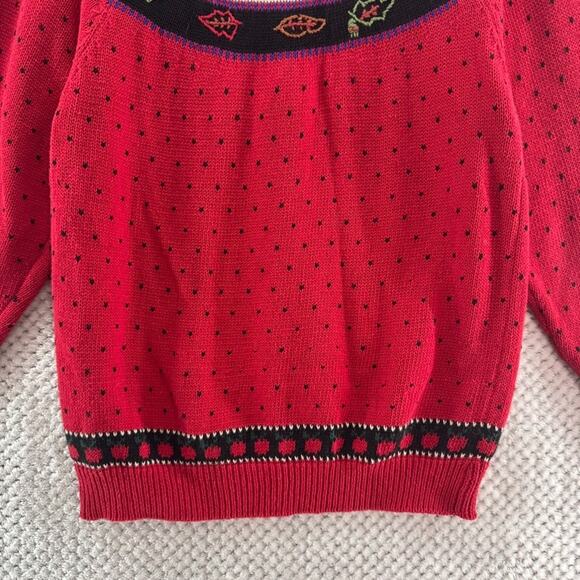 VTG Woolrich Sweater Womens M Red Button Front Autumn Teacher Fall Pumpkin - Picture 7 of 14